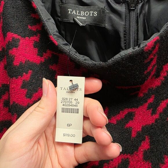 Talbots Red Houndstooth Wool Blend Pencil Skirt 6P - Picture 4 of 4